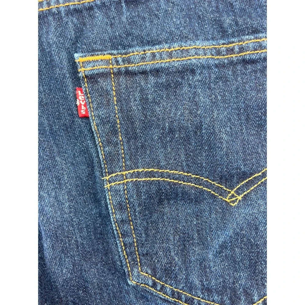 Levis 501 Jeans Mens 36x30 Dark Wash Button Fly Straight Leg Raw Hem